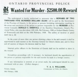 Wanted for murder poster for donald's murderer