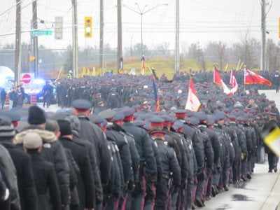 Officers lined up at the funeral